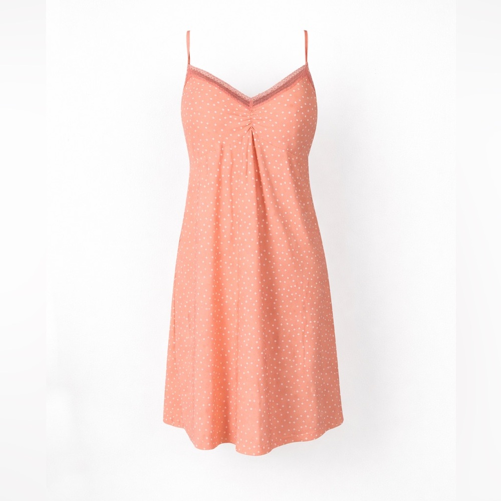 Womens Nightgown Slip Dress Large Fairy Polka Dots Peach